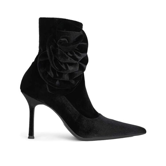 NWOB Jeffrey Campbell Florette Velvet Pointed Toe Sock Ankle Boots Black Sz 8.5 - Picture 1 of 15